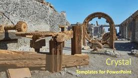  Presentation with machines - Theme with abandoned-concrete-ruins-deserted-mining background and a  colored foreground