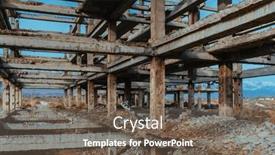  Presentation with abandoned - PPT theme enhanced with abandoned-concrete-structure-on-blue background and a tawny brown colored foreground