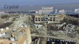  Presentation with construction site construction - Theme with abandoned-construction-site-of-hospital background and a teal colored foreground