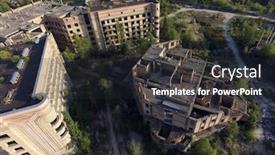 Presentation with construction site construction - PPT theme with abandoned-construction-site-of-hospital background and a dark gray colored foreground