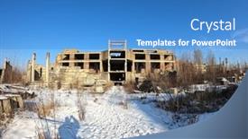  Presentation with construction site construction - Beautiful slides featuring abandoned-construction-site-of-hospital backdrop and a teal colored foreground