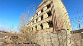  Presentation with chernobyl disaster - Theme with abandoned-construction-site-of-hospital background and a coral colored foreground