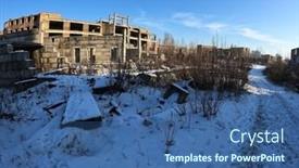  Presentation with chernobyl disaster - Colorful PPT layouts enhanced with abandoned-construction-site-of-hospital backdrop and a ocean colored foreground