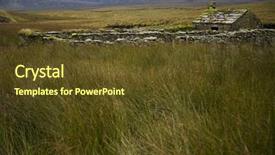  Presentation with old england - Slides consisting of abandoned cottage in yorkshire dales background and a tawny brown colored foreground