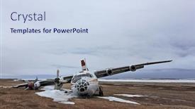  Presentation with abandoned - Colorful presentation theme enhanced with abandoned crashed plane in the arctic - an-12 antonov backdrop and a sky blue colored foreground