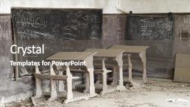  Presentation with abandoned - Beautiful slide deck featuring schoolhouse - abandoned desks in a old backdrop and a gray colored foreground