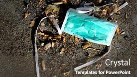  Presentation with face mask - Slide deck consisting of abandoned-discarded-face-mask-covid background and a tawny brown colored foreground