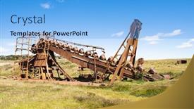  Presentation with dredge - PPT layouts enhanced with abandoned-dredge-used-to-mine background and a light blue colored foreground