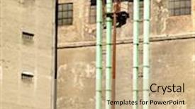  Presentation with facade - Theme consisting of abandoned factory facade background and a soft green colored foreground