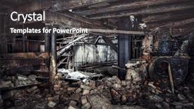  Presentation with abandoned - Beautiful presentation theme featuring abandoned factory industrial background backdrop and a dark gray colored foreground