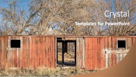  Presentation with old farm - Colorful PPT theme enhanced with abandoned-farm-building-in-northern backdrop and a coral colored foreground