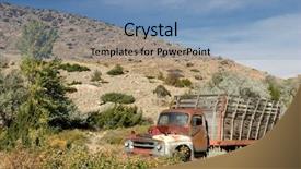  Presentation with wyoming - PPT theme enhanced with abandoned farm truck in rural background and a teal colored foreground