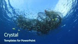  Presentation with fishing net - Colorful theme enhanced with abandoned fishing net ghost net backdrop and a ocean colored foreground