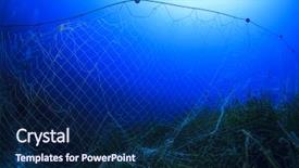  Presentation with fishing net - Presentation theme with abandoned fishing net underwater causes background and a navy blue colored foreground