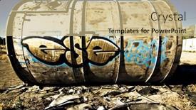  Presentation with container - Slides with abandoned grafted container in scrapyard background and a coral colored foreground