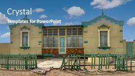  Presentation with shape - Presentation design consisting of abandoned-historic-house background and a teal colored foreground