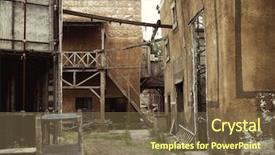  Presentation with abandoned - PPT theme enhanced with abandoned houses background and a tawny brown colored foreground