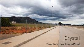 Presentation with housing - PPT theme featuring abandoned-housing-estate-building-site background and a coral colored foreground