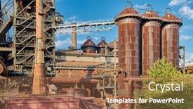  Presentation with industrial park - Cool new slides with abandoned-industrial-factory-in-duisburg backdrop and a tawny brown colored foreground