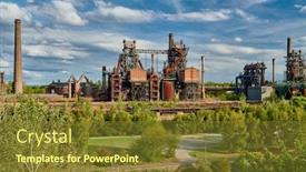  Presentation with industrial park - Cool new slide deck with abandoned-industrial-factory-in-duisburg backdrop and a tawny brown colored foreground