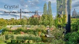  Presentation with industrial park - Amazing PPT theme having abandoned-industrial-factory-in-duisburg backdrop and a light blue colored foreground