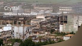  Presentation with global-warming - PPT theme having abandoned-industrial-zonee-with-chimneys and a gray colored foreground
