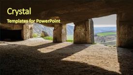  Presentation with old mines - Beautiful theme featuring abandoned limestone mines in old backdrop and a wine colored foreground