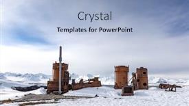  Presentation with machinery - Colorful presentation design enhanced with abandoned-marble-mining-machinery backdrop and a light blue colored foreground