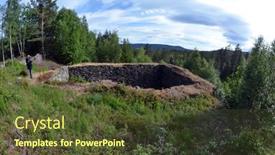  Presentation with abandoned - Amazing PPT layouts having abandoned-mine-and-mining-village backdrop and a tawny brown colored foreground