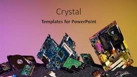  Presentation with computer components - Slide deck having abandoned-old-computer-components-covered background and a coral colored foreground