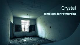  Presentation with old house - PPT theme featuring abandoned old house background and a navy blue colored foreground