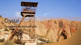  Presentation with mining - Cool new presentation theme with pump piston - abandoned old mining machinery backdrop and a coral colored foreground