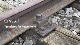  Presentation with railroad - Beautiful presentation featuring close up railway track construction - abandoned railroad detail of sleeper backdrop and a gray colored foreground