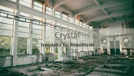  Presentation with dark building - Slide set with abandoned-ruined-industrial-building-room background and a  colored foreground