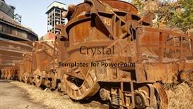 Presentation with steel mill - Audience pleasing PPT theme consisting of abandoned-rusty-train-at-steel backdrop and a red colored foreground