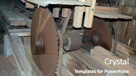  Presentation with abandoned - Presentation theme consisting of abandoned sawmill norway background and a gray colored foreground