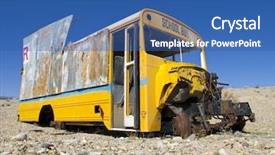  Presentation with nevada desert - Audience pleasing presentation theme consisting of abandoned school bus sits backdrop and a ocean colored foreground