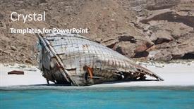  Presentation with ship - PPT layouts enhanced with abandoned-ship-wreck background and a gray colored foreground