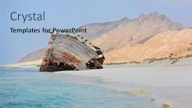  Presentation with abandoned - PPT theme featuring abandoned-ship-wreck background and a light blue colored foreground