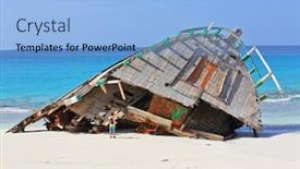  Presentation with pipes in the ship - Cool new PPT layouts with abandoned-ship-wreck backdrop and a light blue colored foreground