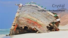  Presentation with ship - Slide deck enhanced with abandoned-ship-wreck background and a light blue colored foreground