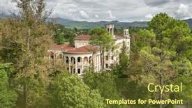  Presentation with soviet - Presentation theme having abandoned-soviet-spa-resort-building background and a tawny brown colored foreground