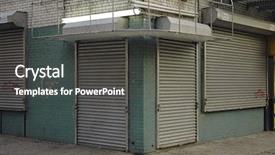  Presentation with abandoned - Presentation theme with abandoned storefront with gate down background and a dark gray colored foreground