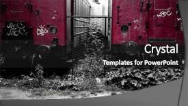 Presentation with abandoned - Colorful PPT theme enhanced with abandoned tagged train backdrop and a dark gray colored foreground