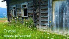  Presentation with nature countryside - Colorful PPT theme enhanced with abandoned-wooden-home-in-countryside backdrop and a tawny brown colored foreground