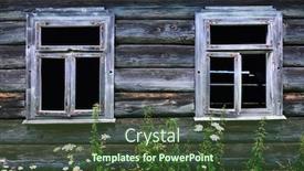  Presentation with nature-countryside - Colorful PPT theme enhanced with abandoned-wooden-home-in-countryside backdrop and a tawny brown colored foreground