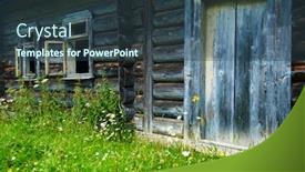  Presentation with nature countryside - Slide set with abandoned-wooden-home-in-countryside background and a tawny brown colored foreground