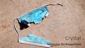  Presentation with face mask - PPT theme with abandoned-worn-torn-face-mask background and a coral colored foreground