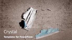  Presentation with face mask - Amazing slide set having abandoned-worn-torn-face-mask backdrop and a gray colored foreground