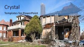  Presentation with detroit - Cool new presentation design with abandonment - fire damaged and abandoned houses backdrop and a light blue colored foreground
